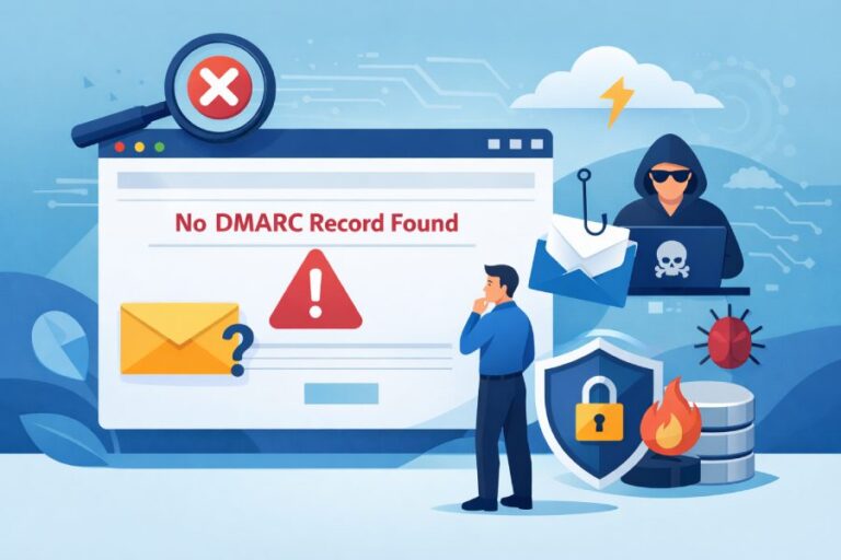 What are the security risks associated with a “no DMARC record found” result for my email domain?