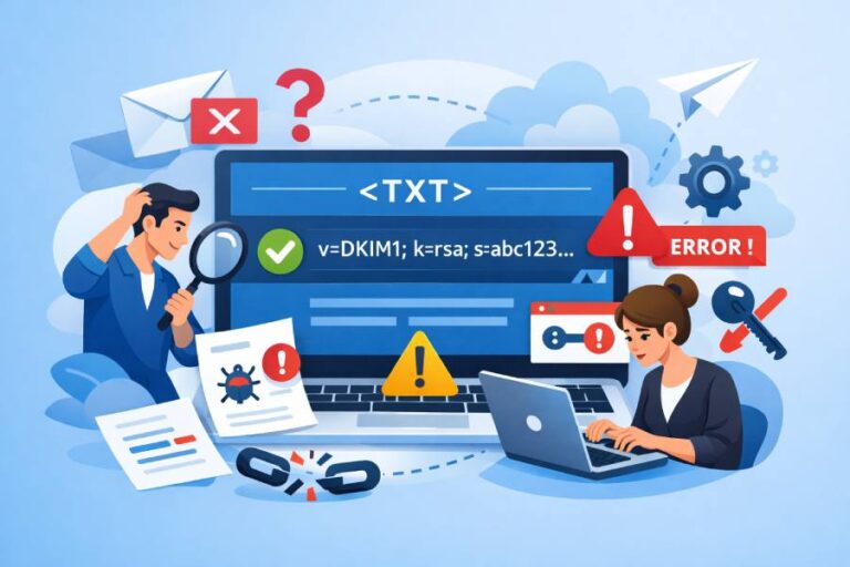 What are common mistakes people make when setting up DKIM TXT records?