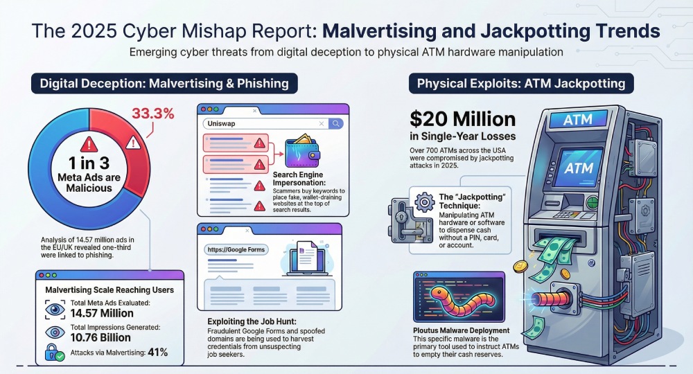 Digital Deceptions: The 2025 Malvertising and Jackpotting Crisis