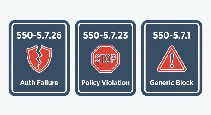 Common Gmail DMARC-related errors and what they imply