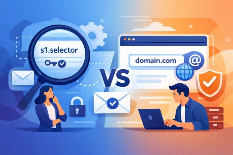 What is the difference between a DKIM selector and a domain when checking DKIM?