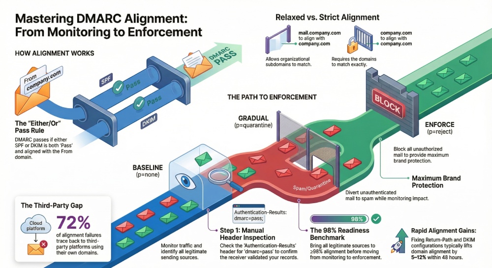 Mastering DMARC Alignment Infographic