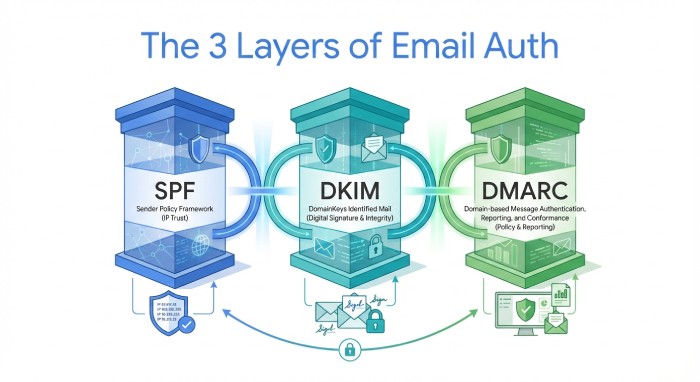 DMARCReport ties these layers together by automating DNS syntax checks