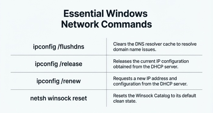 Windows Network Commands Table